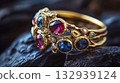 Luxurious ring decorated with gem. 132939124