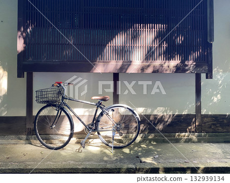 Bicycles parked in the streets of Kyoto 132939134