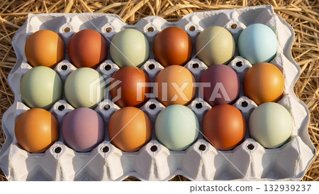 Set of 18 organic farm eggs in natural, assorted colors Set of 18 organic farm eggs in natural, assorted colors 132939237