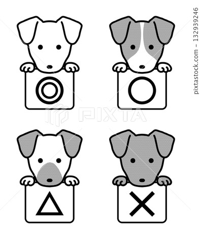 插畫材料：正確答案和錯誤答案、狗、單色 132939246