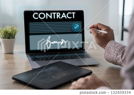 E Signature Digital Contract Sign Approve Digital signature concept online e signature agreement contract 132939334