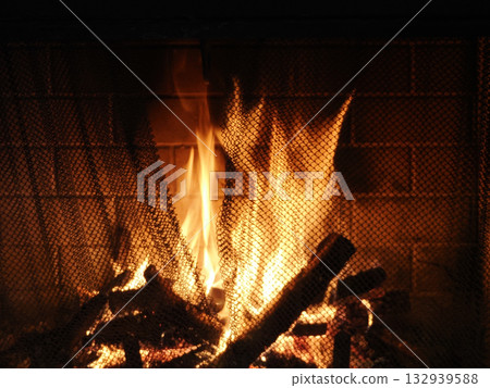 Warm fireplace fire Warm fireplace fire 132939588