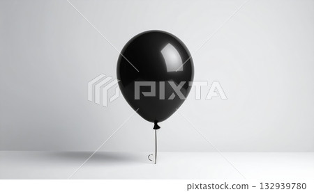 Single black and white balloon with a pop of red, perfect for a happy birthday party celebration decoration 132939780