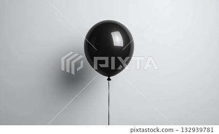 Single black and white balloon with a pop of red, perfect for a happy birthday party celebration decoration 132939781
