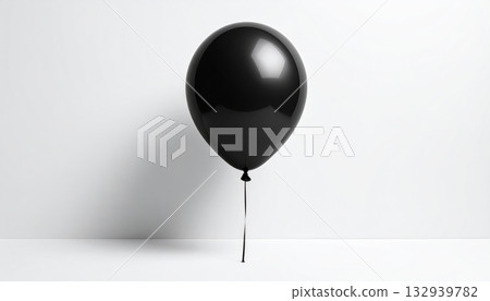 Single black and white balloon with a pop of red, perfect for a happy birthday party celebration decoration 132939782