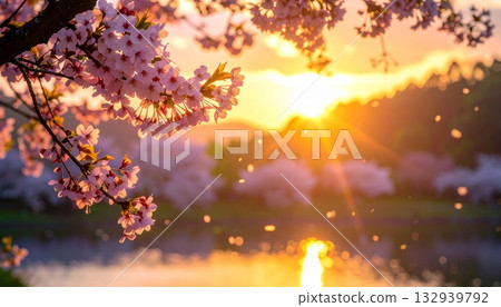 Burning sunset sky over an orange autumn forest fire landscape Burning sunset sky over an orange autumn forest fire landscape 132939792