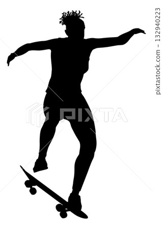 Woman Silhouette Female Skateboarder Girl 132940223