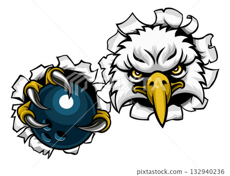 Eagle Hawk Bowling Ball Bald Eagles Mascot Eagle Hawk Bowling Ball Bald Eagles Mascot 132940236