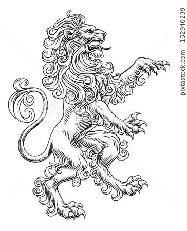 Heraldic Coat of Arms Crest Rampant Heraldry Lion Heraldic Coat of Arms Crest Rampant Heraldry Lion 132940239