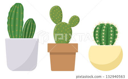 Illustration of a cute cactus in a pot 132940563