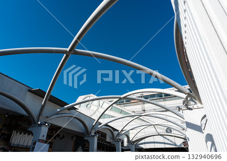 The road to Tama Center Station on the Tama Monorail in Ochiai, Tama City, Tokyo 132940696