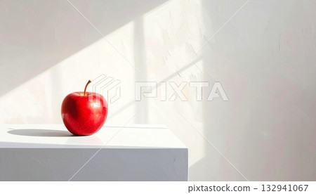 Fresh red and green organic apples isolated on a white background for a healthy fruit diet snack 132941067