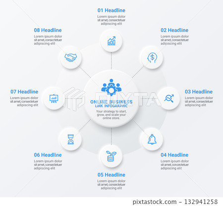 Neumorphism Online Business Infographic Template Neumorphism Online Business Infographic Template 132941258