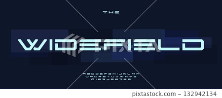 Wide Rectangle Font, Thin Geometric Alphabet, Futuristic Cutout Letters, Expanded Extended Type for Techno Startup Logo, High-tech Sci-fi Headline, Sport Title, Space Tech Typography. Vector Typeset Wide Rectangle Font, Thin Geometric Alphabet, Futuristic Cutout Letters, Expanded Extended Type for Techno Startup Logo, High-tech Sci-fi Headline, Sport Title, Space Tech Typography. Vector Typeset 132942134