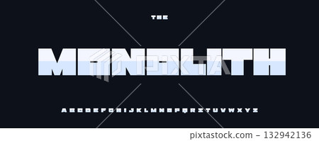 Monolith Heavy Font, Squared Geometric Alphabet, Steel Metallic Type for Sport Techno Industrial Digital Tech Logo and Headline. Strong Typographic Design. Fat Rectangular Fonts. Vector Typeset Monolith Heavy Font, Squared Geometric Alphabet, Steel Metallic Type for Sport Techno Industrial Digital Tech Logo and Headline. Strong Typographic Design. Fat Rectangular Fonts. Vector Typeset 132942136