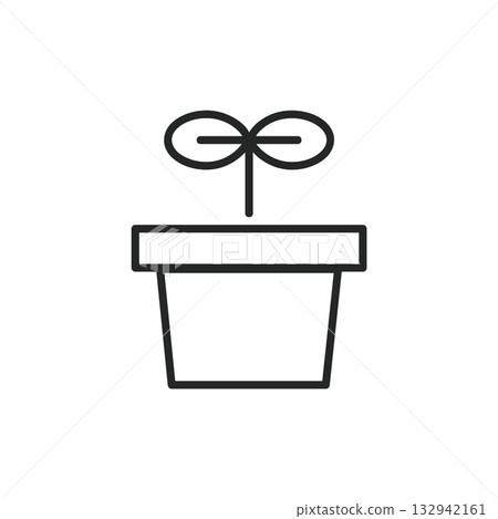 簡單的盆栽植物圖標萌芽 132942161