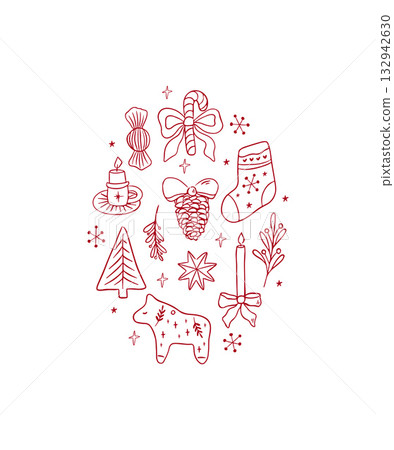 Merry Christmas whimsical greeting card. 132942630