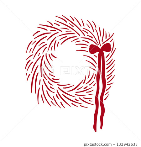 Hand drawn simple Christmas wreath Hand drawn simple Christmas wreath 132942635
