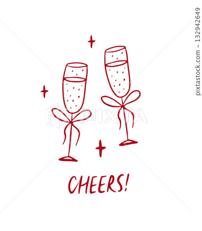 Whimsical hand drawn holiday greeting card 132942649