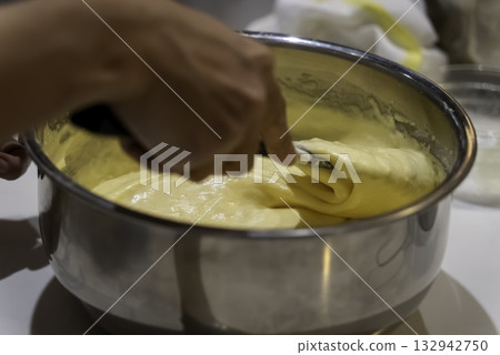 Cake making_mixing the batter 132942750