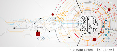 Abstract brain and artificial intelligence background 132942761