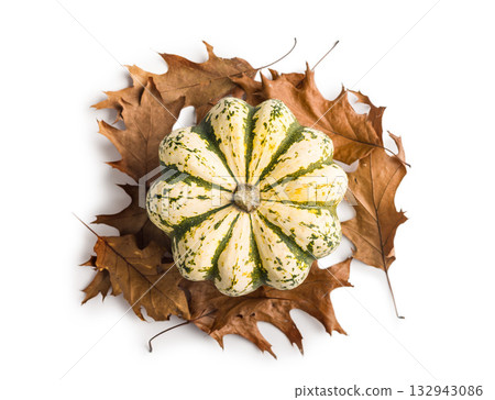 Sweet dumpling pumpkin isolated on white background. 132943086