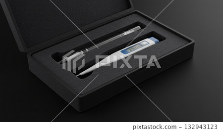 Medical Thermometer in a Protective Case, Close-up View Medical Thermometer in a Protective Case, Close-up View 132943123