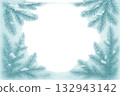 Snow-covered fir tree frame material 132943142