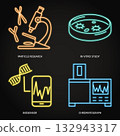 Laboratory analysis and diagnostics neon icon set 132943317