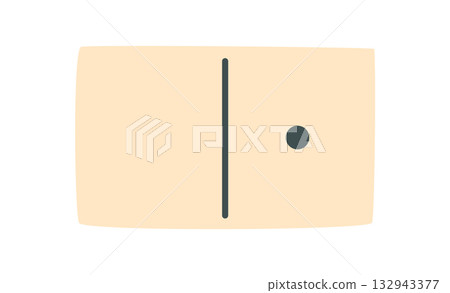 Flat domino tile piece for board game. Simple table game piece with black dot and line design. Ideal for hobby and leisure activities, isolated versatile graphic style. 132943377
