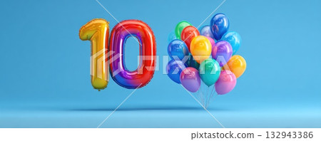 number ten colorful birthday balloon illustration 132943386
