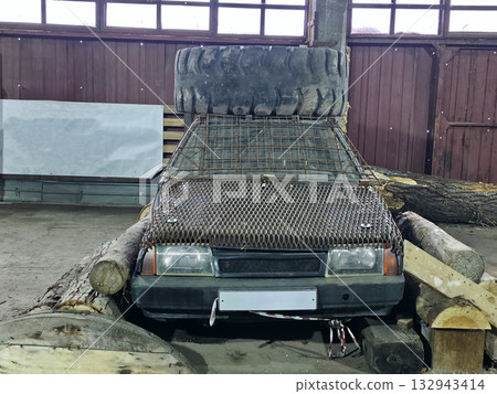 Heavily Modified Car Ready for Destruction Derby 132943414