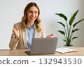 A female instructor of Western descent conducting online training 132943530