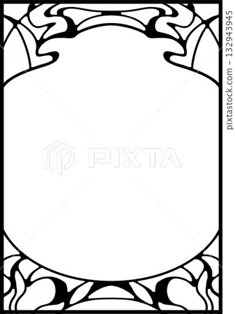 手繪新藝術風格畫框。黑色。 132943945