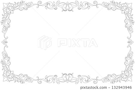 新藝術風格的正式裝飾畫框。手繪。橫幅。 132943946