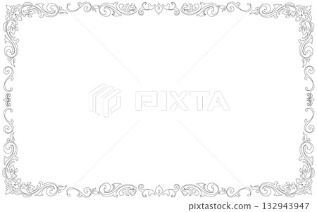經典手繪邊框。橫向。 經典手繪邊框。橫向。 132943947