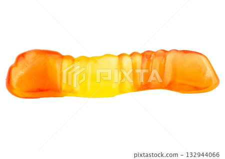 Pile of Colorful Gummy Worms Candies Isolated on White Background 132944066