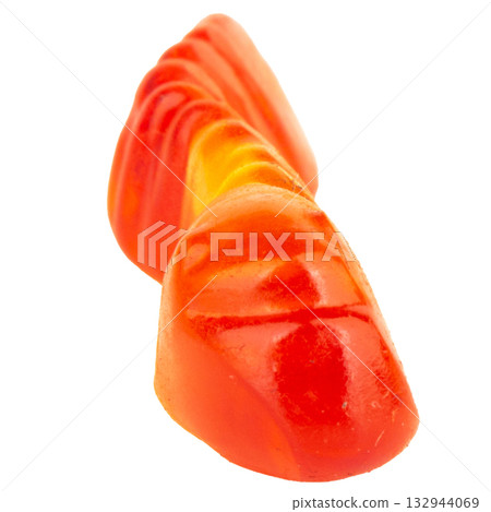 Pile of Colorful Gummy Worms Candies Isolated on White Background 132944069