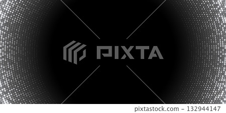 Silver halftone background, abstract glittering dots backdrop, disco texture design, shiny confetti banner. 132944147