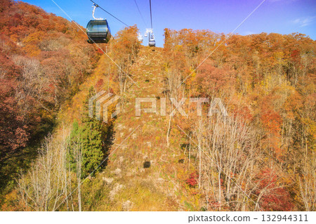 Three stages of autumn leaves from Iwatake Mountain Resort in autumn 132944311