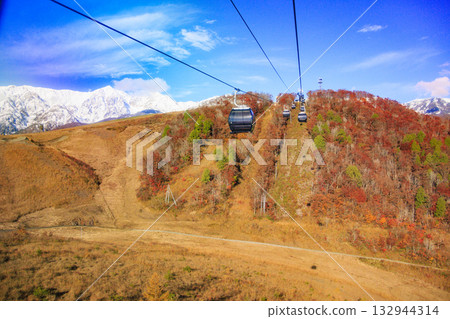Three stages of autumn leaves from Iwatake Mountain Resort in autumn 132944314