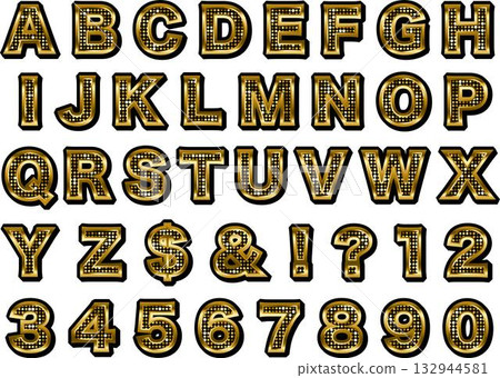 鏡面磁磚 3，字母邊框陰影，1 個金色 132944581