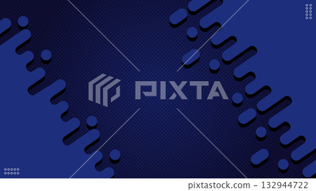 Modern blue rounded shapes lines and halftones isolated on dark blue background.Vector illustration 132944722
