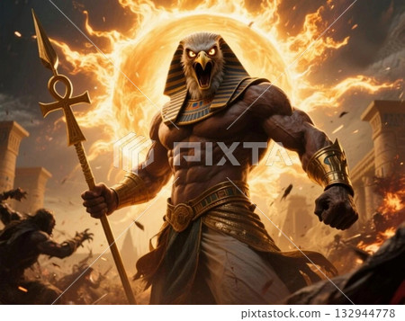 Ra, the sun god in Egyptian mythology Ra, the sun god in Egyptian mythology 132944778