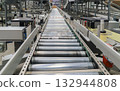 packing line in a logistics warehouse. conveyor belt in a modern production line 132944808
