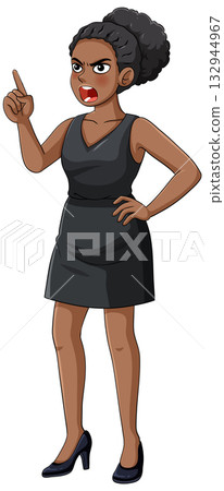 Angry Businesswoman Pointing and Yelling in Black Dress Angry Businesswoman Pointing and Yelling in Black Dress 132944967