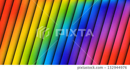 Colorful abstract banner with bright diagonal stripes with smooth gradient and sharp shadows. Modern, playful, and futuristic design for digital art, wallpapers, and creative projects. Vector 132944976