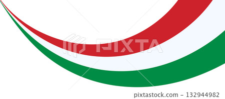 Banner with curved stripes in the Italian flag colors. Abstract curved design of the Italian flag isolated on clean background. Patriotic design for Italy national day celebration or sports events Banner with curved stripes in the Italian flag colors. Abstract curved design of the Italian flag isolated on clean background. Patriotic design for Italy national day celebration or sports events 132944982