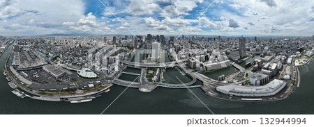 城市無人機航拍全景合成照片 城市無人機航拍全景合成照片 132944994