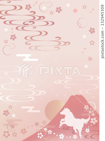 2026年富士山馬年生肖馬年粉紅新年卡 2026年富士山馬年生肖馬年粉紅新年卡 132945309